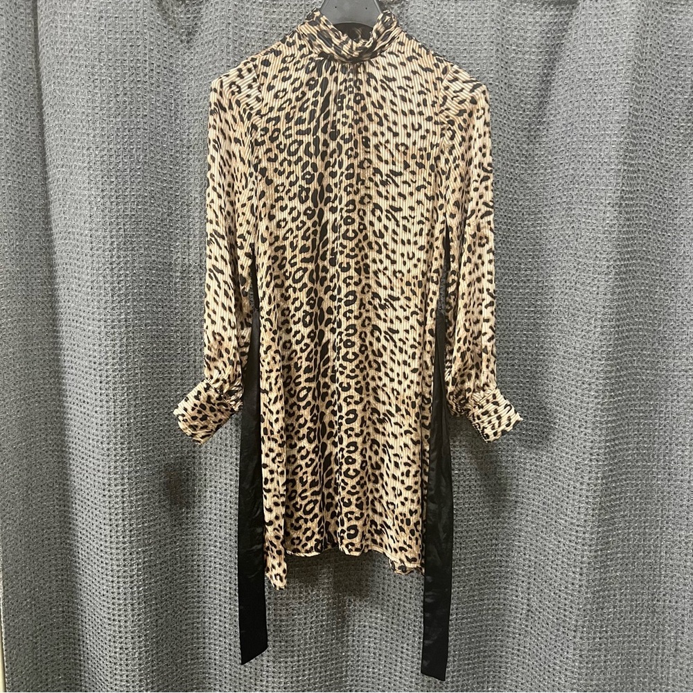 Sugar Lips Leopard Print High Neck Belted Dress Size XS - Picture 3 of 8